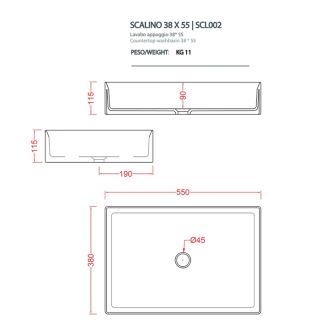 Раковина ArtCeram Scalino SCL002 16 00 blu zaffiro 55 см