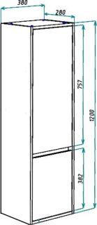 Пенал Bellezza Лоренцо 35см левый белый 00000007033