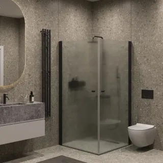 Душевой уголок на монопетле by Deonria U-90-89-6-S-B 90x89см чёрный/сатин