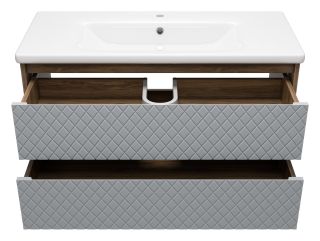 Подвесная тумба под раковину Brevita Chester CHE-09100-49502Я 100см серый/дуб Чарльстон темно-коричневый