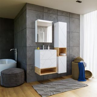 Зеркальный шкаф с подсветкой Бриклаер Кристалл 4627125415982 56 см белый