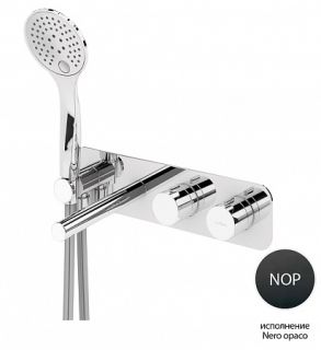 Встраиваемый термостатический смеситель для ванны и душа однорычажный, чёрный матовый Cezares CZR-B-VDM1-T-NOP