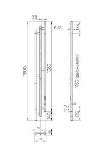 Полотенцесушитель электрический Indigo Sky LSKE150-17BRRt 150x17 см чёрный муар