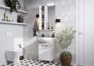 Зеркальный шкаф Акватон Бекка 60см белый/дуб сомерсет 1A214602BAC20