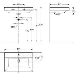 Kerama Marazzi Раковина CUBO CU.wb.70 см