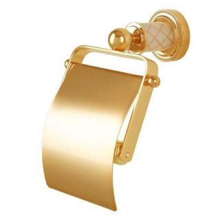 Держатель для туалетной бумаги с крышкой Boheme Murano 10901-W-G золото/белый
