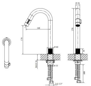 Смеситель для раковины Orans OLS-K1120TS 1120TS серый