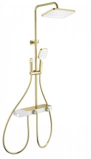 Душевая стойка Wonzon & Woghand Shelf WW-B4161-BG с термостатом брашированное золото