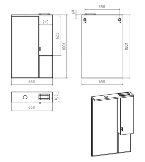 Зеркальный шкаф с подсветкой Misty Дива 65см правый белый