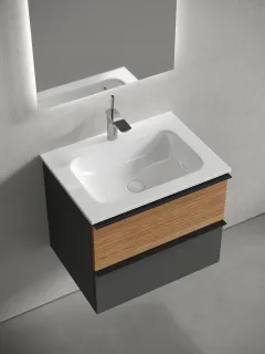 Подвесная тумба под раковину Sancos Delta DL60GR 60см дуб красный/графит