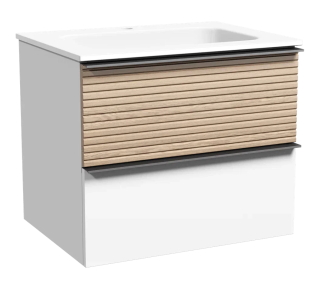 Подвесная тумба под раковину Sancos Delta DL60W 60см дуб светлый/белый