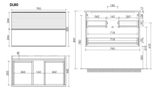 Подвесная тумба под раковину Sancos Delta DL80GR 80см дуб красный/графит