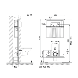 Система напольной инсталляции для унитаза Sava Free Standing 120 мм