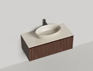 Подвесная тумба Salini Domino 27D210F 100см шпон/фрезерованный фасад