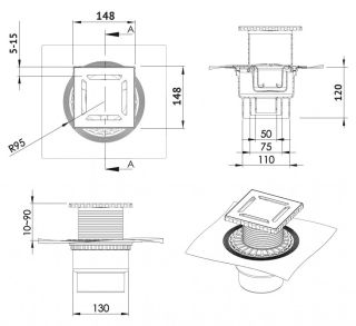 Душевой трап Berges Zentrum Keramik 093466 15см под плитку