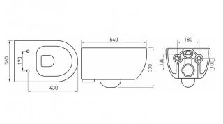 Подвесной унитаз Berges EGO XL Rimless 083229 сиденье EGO XL Slim SO голубой матовый