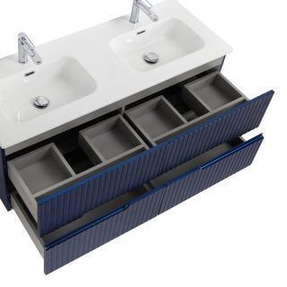 База под раковину Cezares подвесная с четырьмя выкатными ящиками для раковины с двумя чашами, Sapfiro, 1200x457x500, DUET-N-1200-4C-SO-2-SPF-P