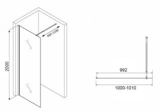 Душевая перегородка ABBER Immer Offen AG61101R8 100см чёрный
