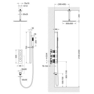 Душевой комплект Timo Selene SX-2229/17SM с термостатом золото матовое