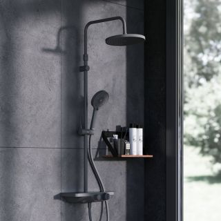Душевая системма Damixa Apollo 947760300 с термостатом и с полкой черная