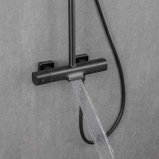 Душевая стойка Gappo G2495-79 с термостатом оружейная сталь