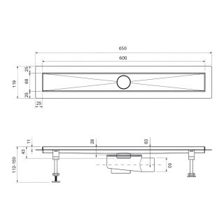 Душевой лоток Timo Drain System DS230106/01 60см с вставкой lines сатин