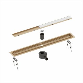Душевой лоток Timo Drain System DS230209/17 90см с двусторонней панелью plate под плитку золото матовое