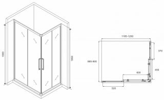 Душевой уголок ABBER Schwarzer Diamant 120x90см чёрный AG02129BH