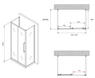 Душевой уголок ABBER Schwarzer Diamant AG30100H-S60-S60 100x60см хром