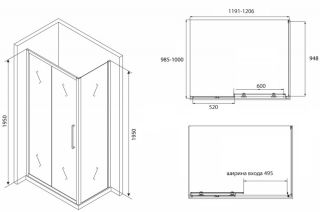 Душевой уголок ABBER Schwarzer Diamant 120x100см AG30120BH-S100B
