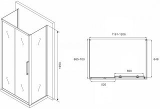 Душевой уголок ABBER Schwarzer Diamant AG30120H-S70-S70 120x70см хром