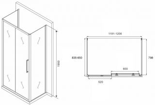 Душевой уголок ABBER Schwarzer Diamant AG30120MH-S85M-S85M 120x85см хром