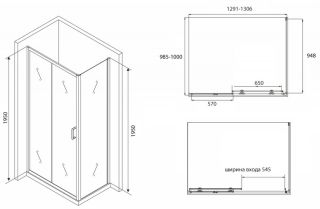 Душевой уголок ABBER Schwarzer Diamant 130x100см AG30130B-S100B