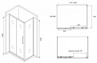 Душевой уголок ABBER Schwarzer Diamant 160x80см AG30180BH-S80B