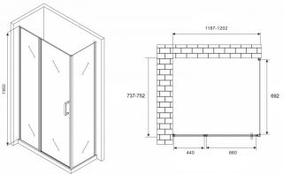 Душевой уголок ABBER Sonnenstrand AG04120BS-S75B 120x75см чёрный