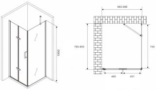 Душевой уголок ABBER Zart AG08100P-S81 100x80см хром