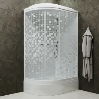 Душевая кабина Triton Коралл Щ0000038533 правая 120x80 см профиль белый стекло мозаика