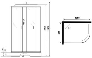 Душевая кабина Niagara NG-3312-14LG с гидромассажем 120x80см серебро/матовое