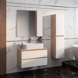 Подвесная тумба под раковину Onika Алеста 108054 80см белый/светлый камень