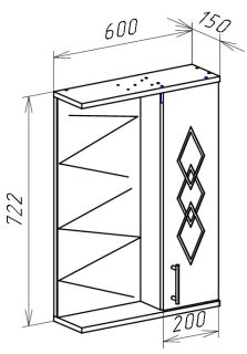Зеркало-шкаф с подсветкой Bellezza Элеганс 60см правый белый 00000004791