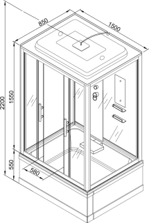 Душевая кабина AvaCan EM 4515 с гидромассажем и электрикой 150x85 см
