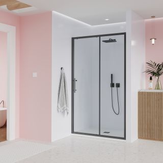 Душевая дверь Veconi Evo 100 GR, 1200x1950, графит брашинг, стекло прозрачное