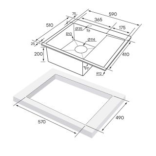 Мойка кухонная Paulmark Kroner PM225951-GML левая воронёная сталь