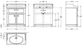 Kerama Marazzi Тумба POMPEI под умывальник напольная 80 см,1 ящик, 2 дверцы белая