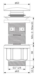 Донный клапан Damixa Option клик-клак хром 210600000