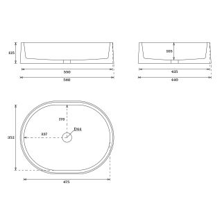 Раковина накладная by Deonria Faun 56см белый