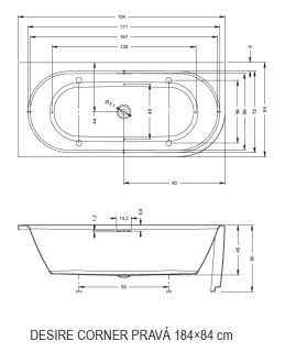 Акриловая ванна Riho Desire Corner Velvet Sparkle System B087003220 R 184x84см с аэромассажем чёрный матовый/белый матовый