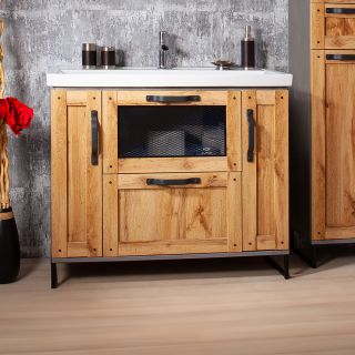 Тумба под раковину Бриклаер Лофт 4627125413377 100 см метрополитен грей