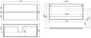 Подвесная тумба под раковину Sancos Urban UR120-1EG 120см дуб галифакс натуральный