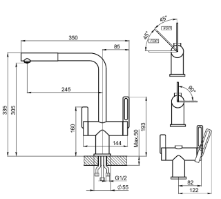 Смеситель для кухни Granula 8170, ЧЕРНЫЙ Чёрный